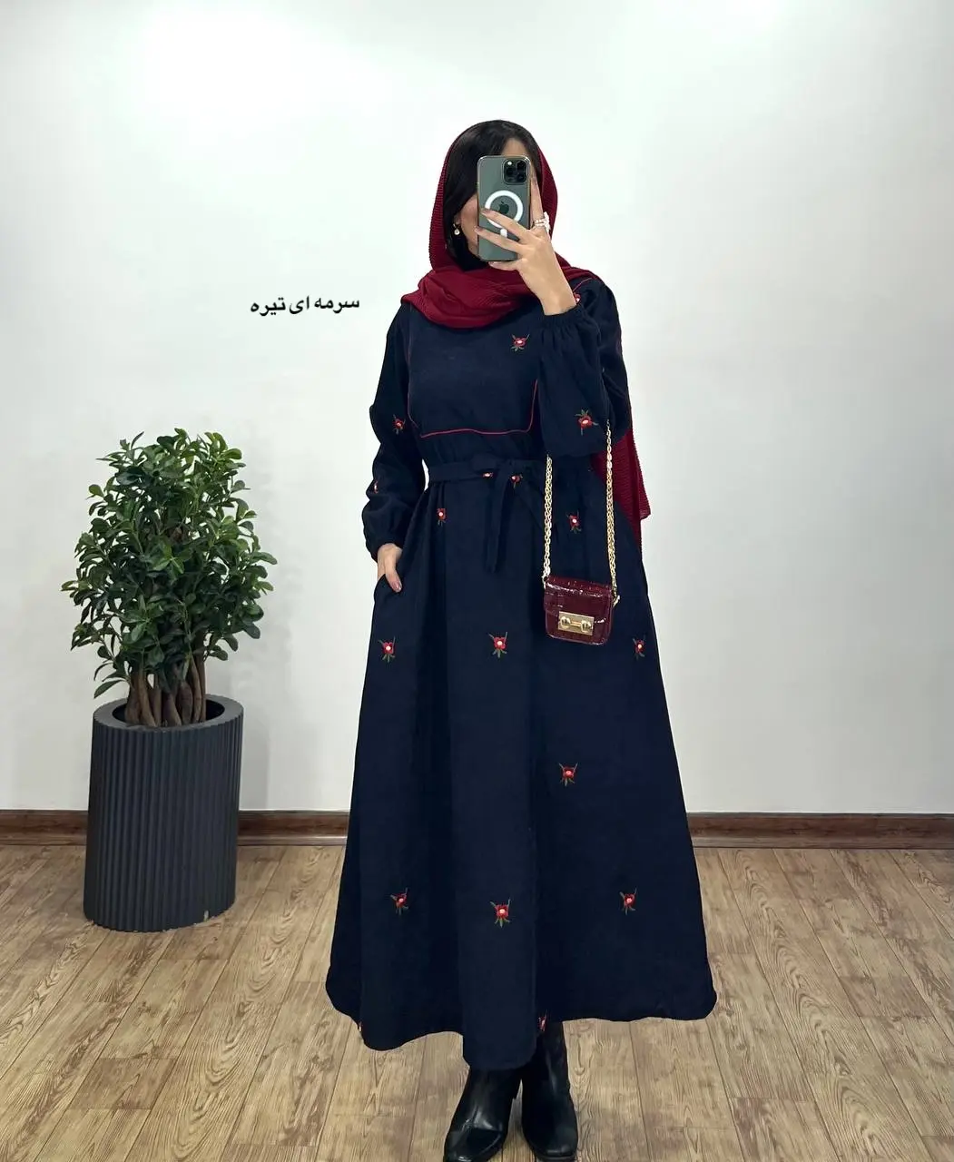 پیراهن مانتویی گلدوزی مهیاس